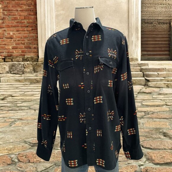Mossimo Supply Co Black Aztec Print Button Down Shirt Casual Western Boho Music - Picture 1 of 10